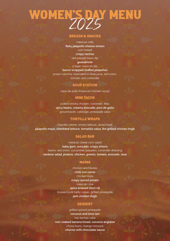 Women's Day Diner Menu